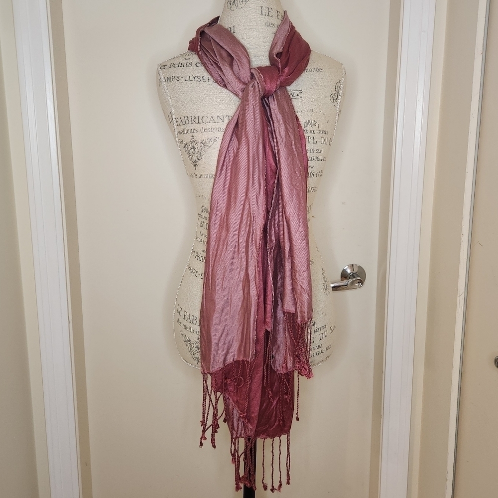 Cashmere Silk Pink Pashmina Shawl Blanket Scarf Vintage 90s